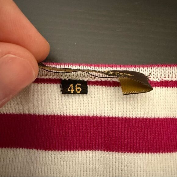 Loro Piana Tank Top Sz 46 White Fuchsia Striped Sleeveless N Neck Stretch Summer - Picture 10 of 14